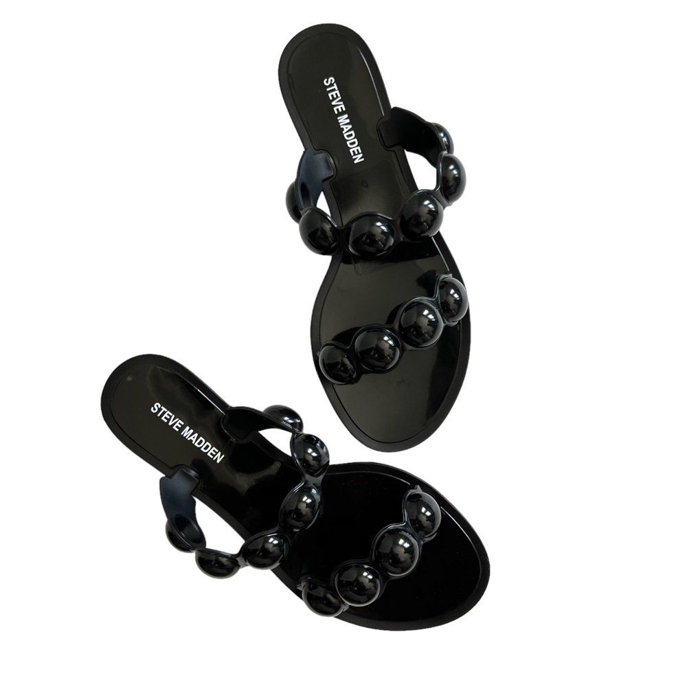 New STEVE MADDEN Zaza Bubble Strap Jelly Sandals Black ZAZA0151 Sz 7